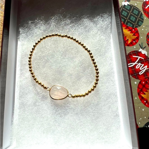 Hand Crafted Rose Quartz Gold Plated Bracelet - Picture 1 of 1